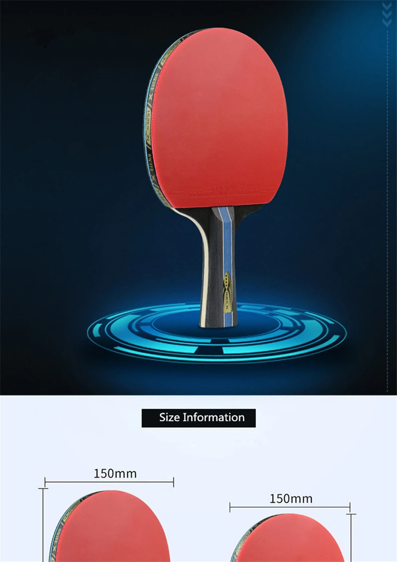Huieson 7 Ply Pure Wood Table Tennis Racket Double Face Pimples-in Sticky Rubber Ping Pong Paddle Bat for New Learners (1)