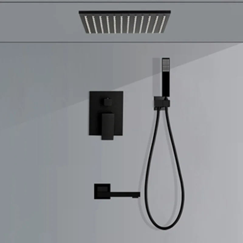 Copper concealed shower in the bathroom, embedded in the wall, hot and