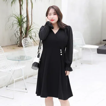 

Women's Spring Solid Color Beaded Commuter Dress Plus Size Knee Casual Dress 100kg Can Wear