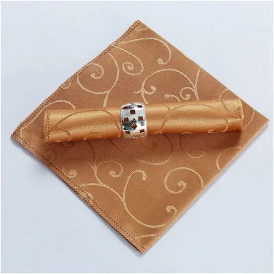 100PCS 18Inch Flower Table Napkins Birthday Party Hotel Banquet Supply Modern linen servetten Wedding Decoration Polyester - Цвет: light coffee