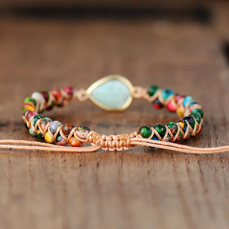 Stone Charm Bracelets Japser String Braided Strand Bracelets Yoga Friendship Lover Wrap Bracelet Homme Jewelry Wholesale - Image 5