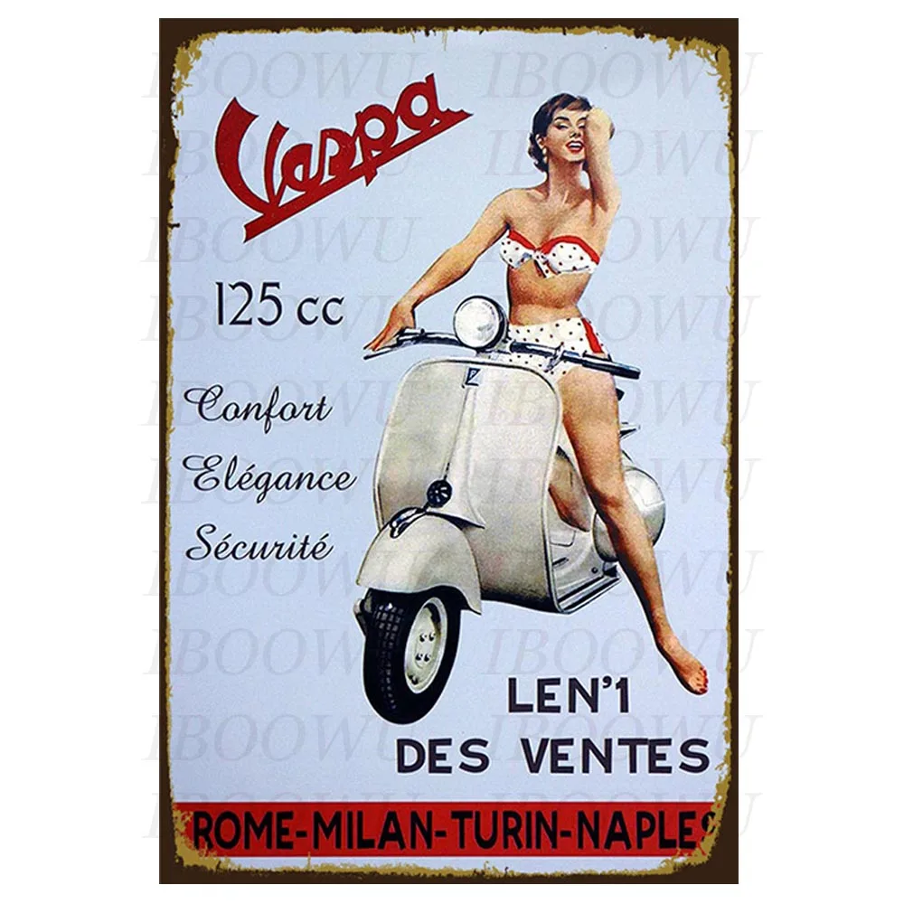 RE2417 Lambretta плакат Винтаж мотоцикл металлическая банка доска значки в стиле ретро пластины домашний декор для стен 20x30 см - Цвет: RE2417
