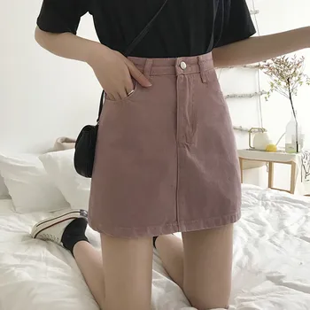 

Fashion Women A-Line Skirts High Waist Solid Color Wild Skirt Sexy Slim Miniskirt With Pockets New Hot