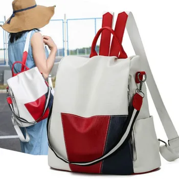

2019 new anti-theft women's backpack fashion stitching solid British style waterproof school bag travel shoulder bag Hot