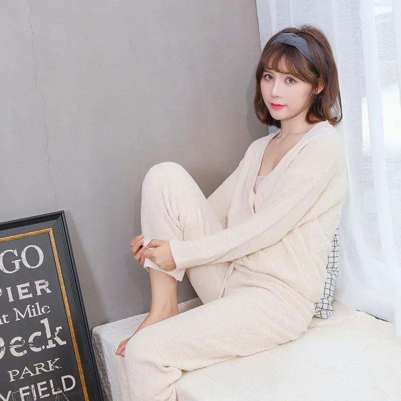 

Autumn And Winter Tracksuit New Style Warm Soft Cashmere Chenille Knitting Pajamas Japanese-style Sweet Spring Set