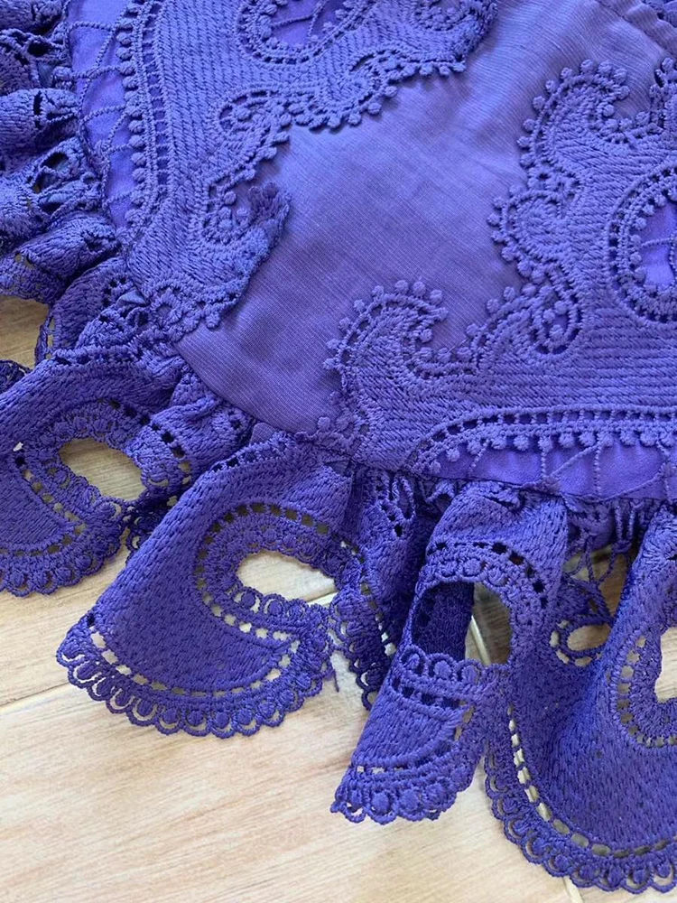 Ziwwshaoyu дизайнерская фиолетовая Женская юбка из 100% хлопка, ажурная вышитая Лоскутная юбка в стиле бохо, асимметричная юбка