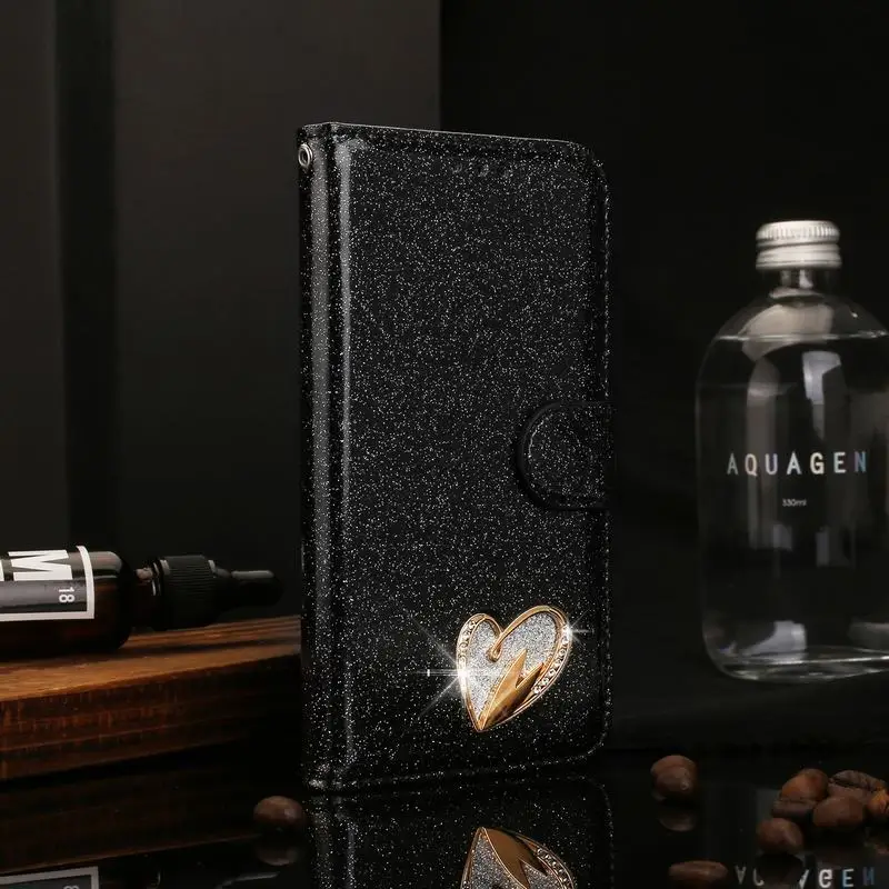 Для samsung Galaxy A5 A520 Чехол Флип Бумажник на магните чехол для samsung A 5 блестящий кожаный чехол для телефона Galaxy A520 - Цвет: Black