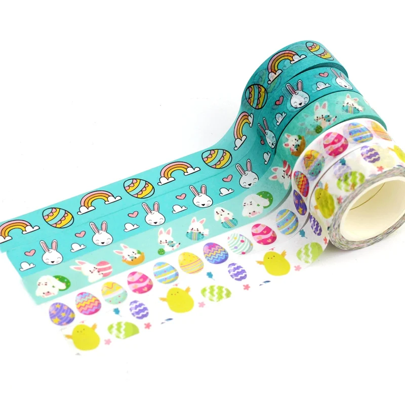 Juego de cintas Washi decorativo de huevos de Pascua para decorar álbumes de recortes, 1 unidad
