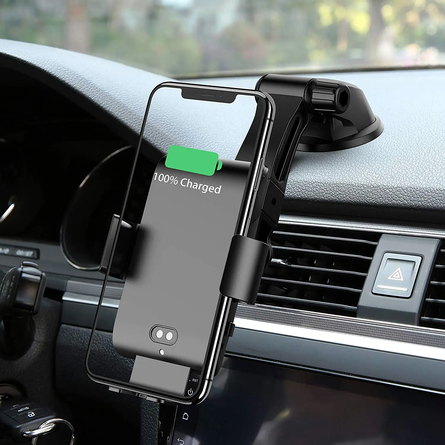

Wireless car charger automatically clamps MONOOY 10W Qi fast charging car charger bracket compatible with iPhone Samsung
