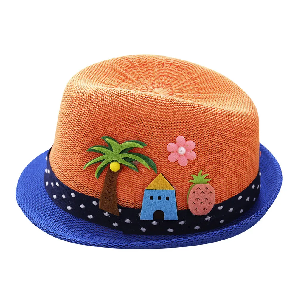 Boys and girls jazz hat embroidered coconut tree Toddler Infant Sun Cap Outdoor Baby Girls/Boys Hat Jazz Cap For Baby 