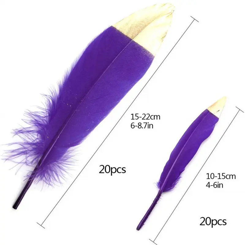 Purple Смешанные batch40 шт спрей Золотой Гусь/утка feather10-22cm DIY сценические украшения аксессуары Шлейфы ювелирных изделий перья для рукоделия - Цвет: Purple
