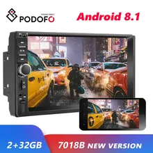 Podofo 2 din Android 8,1 автомобильный Радио gps мультимедийный плеер универсальный авто стерео видео MP5 плеер авторадио gps wifi Bluetooth FM