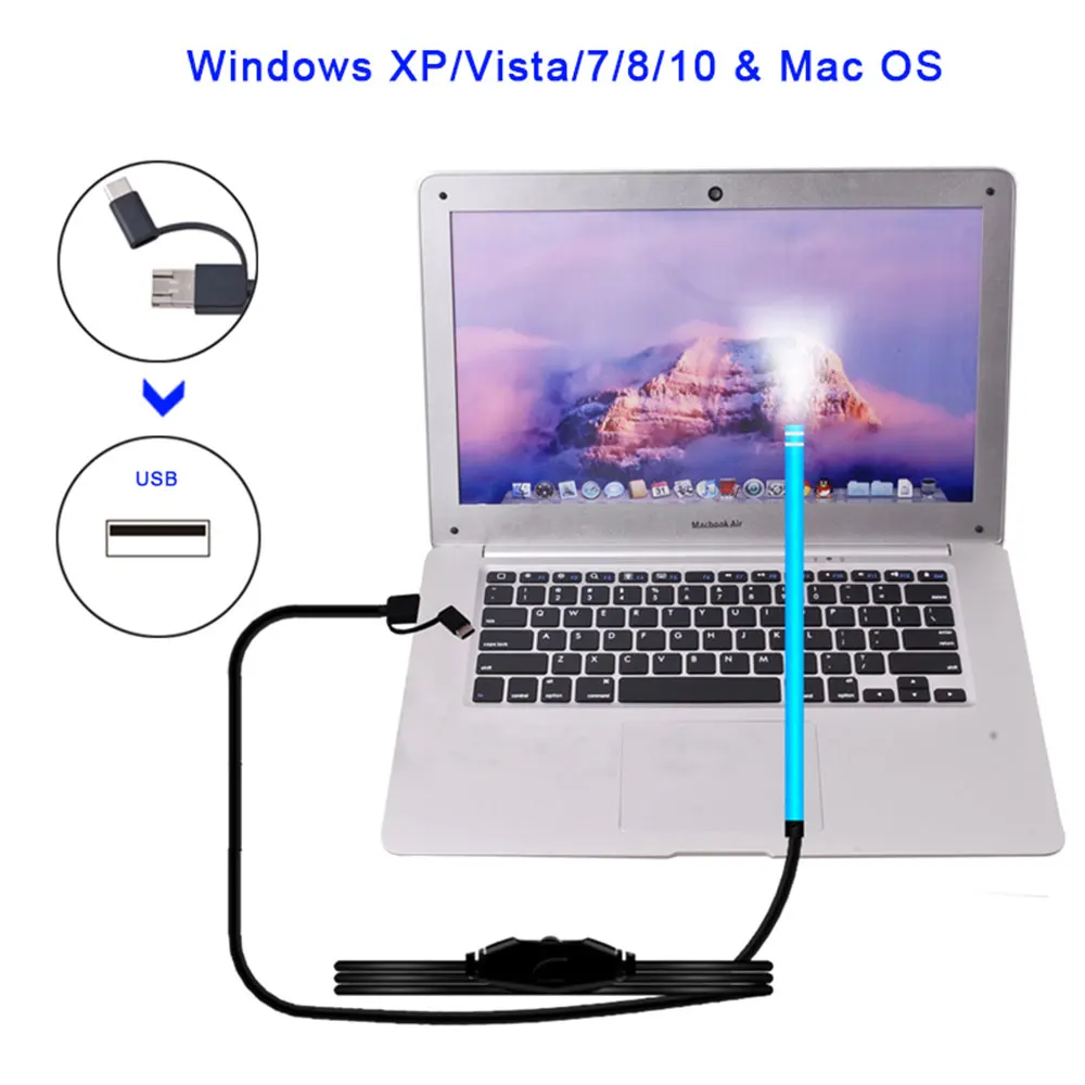 Практичный USB эндоскоп в реальном времени видео 30 Вт портативный мобильный телефон Ухо ложка бороскоп прочный контроль синий