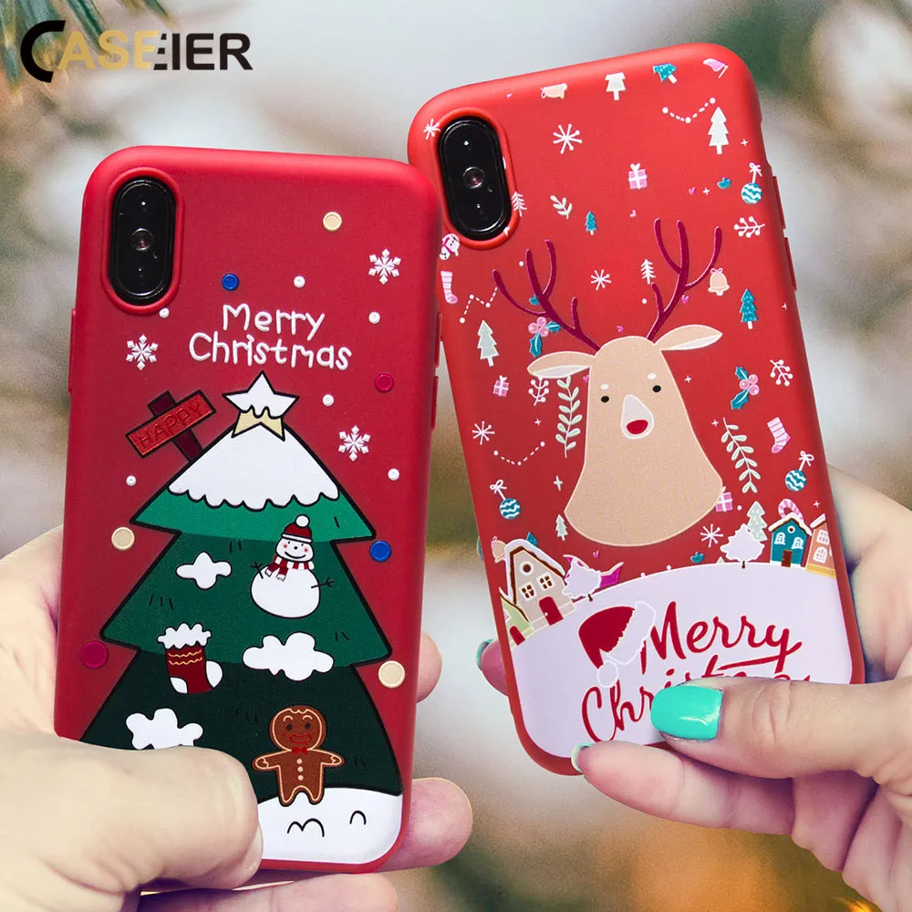 CASEIER Christmas Phone Case For iPhone XS MAX XR X Soft Silicone Cases 7 8 6 6s Plus 5 5s SE Cover Funda Couque |