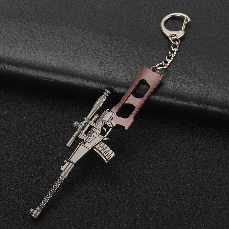 Новое пубг брелок оружие, винтовка АКМ фигурный брелок AK 47 игрушки брелоки в виде оружия брелок для ключей sleutelhanger брелок - Цвет: Серый