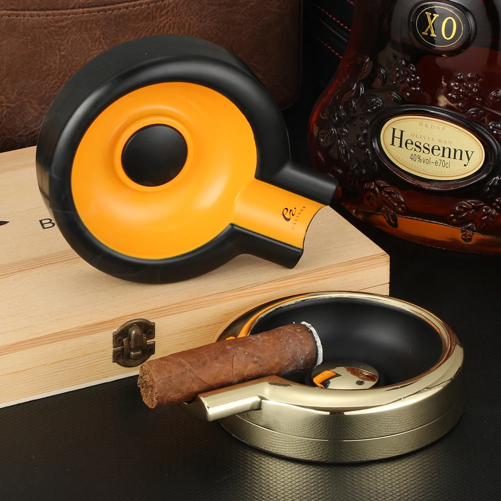 Galiner Metal Cigar Ashtray Rest Outdoor Portable Tobacco Ashtray Smoking Accessories Indoor Round Cigar Ashtrays Holder