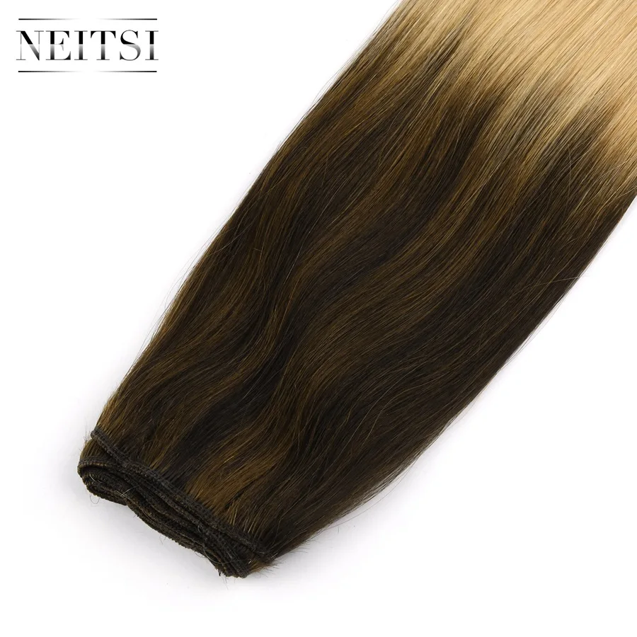 Neitsi Straight Double Drawn Remy Human Hair Extensions 22" 55cm 100g/pc Natural Hair Weft Bundles Vanilla Caviar Balayage Color