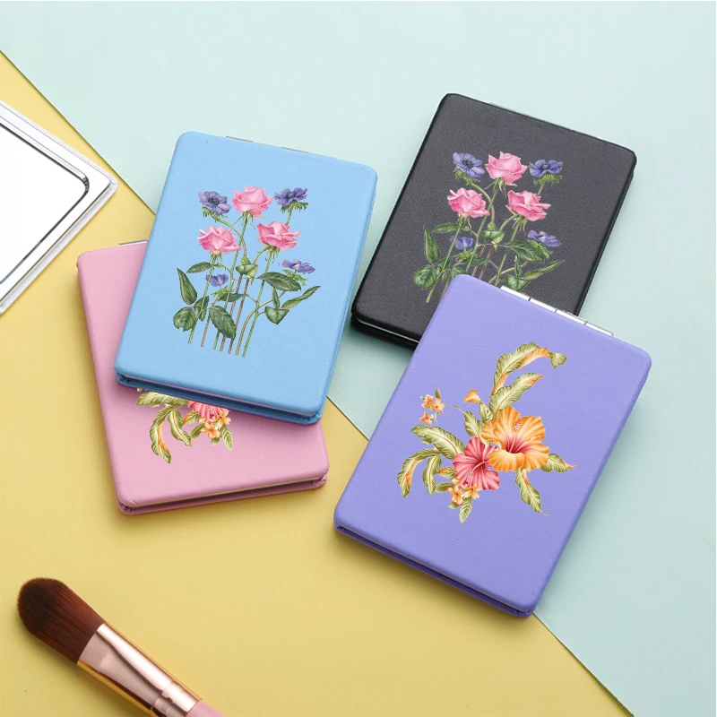 

Flowers Girls Makeup Mirror Mini Fashion Portable Two-side Folding Magnifying Pocket Compact Cosmetic Vanity Mirrors for Women