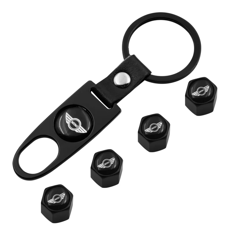 

5pcs/set Car Wheel Tire Valves Tire Air Caps Case Key Chain Keychain For Coopers 2011 2012 2013 Car Accessories