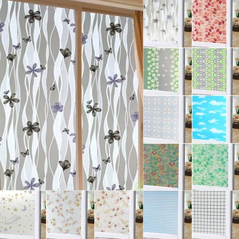 

Wide 45cm*Long 100cm Frosted Opaque Glass Window Film For Window Privacy Adhesive Glass Stickers Home Decor Mixed Color Bedroom