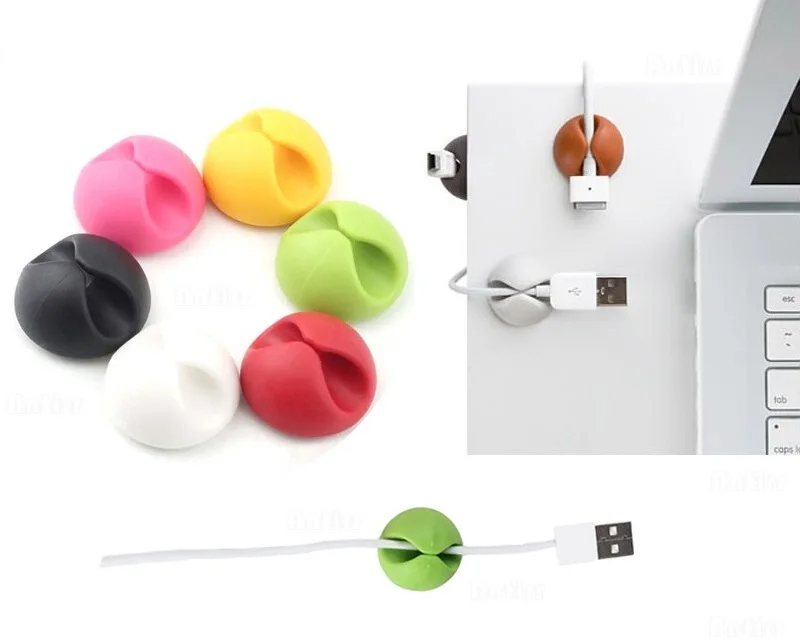 

6 Pcs/Set Cable Organizer Desktop Wire Storage Cable Winder Earphone Charger Cable Cord Holder Phone Charging USB Cable Clips