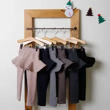 Korean-style Childrenswear Winter Style Girls' Trousers Brushed And Thick Leggings High-waisted Children Mock Two-Piece Culottes