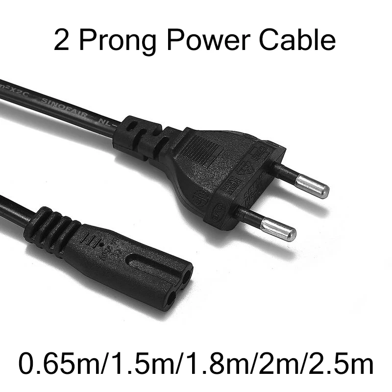Cable de alimentación europeo de 2 pines, Cable de consola C7, Cable de alimentación para Samsung, fuente de alimentación, XBOX, PS4, ordenador portátil