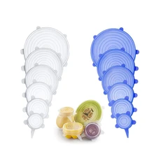 6 шт./компл. силиконовый чехол для хранения свежих силиконовых Растягивающихся синих крышек, емкость для кухонных принадлежностей Tampa De Silicone