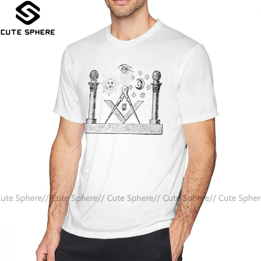 Масонские символы футболка символикой каменной кладки футболка негабаритных Для мужчин футболка модные Потрясающие с короткими рукавами, с принтом, футболки