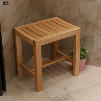 

Anti-corrosion bathroom stool wash foot elderly bath stool shower room change shoes stool home solid wood dining stool