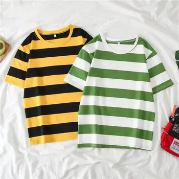 

Short NEW green top stripe summer modis Women's T-shir harajuku korean clothes Oversized women shirts Cheap Tops Female MY6631