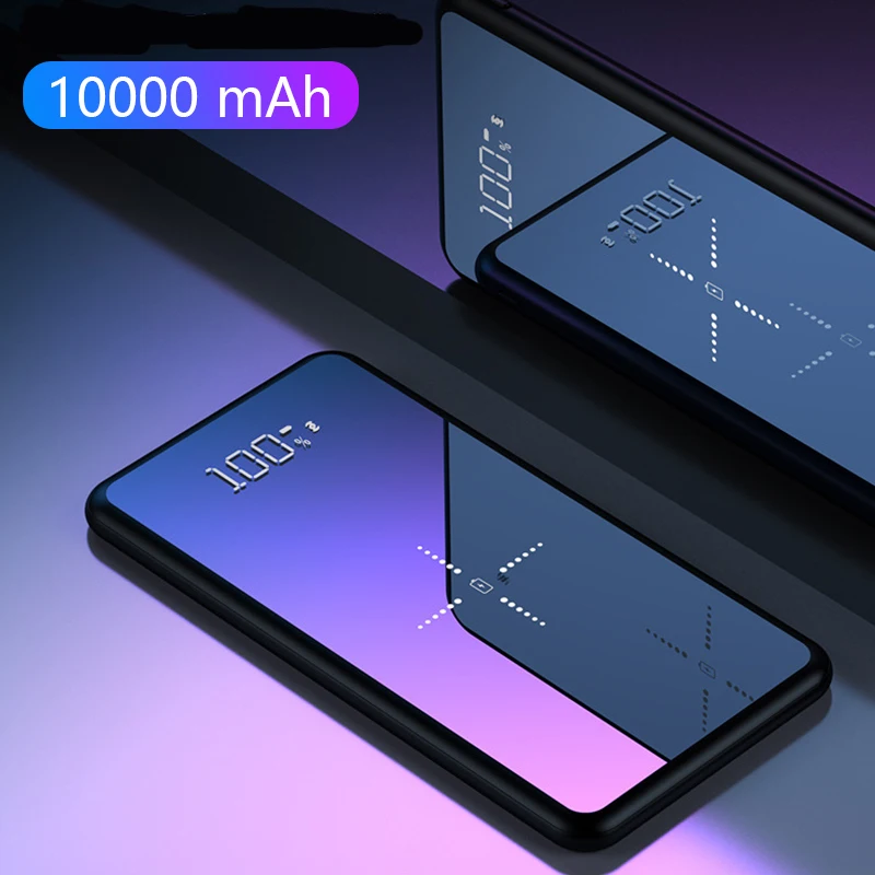 Тонкий внешний аккумулятор 10000 мА/ч, портативное зарядное устройство для Xiaomi Redmi, зарядное устройство 10000, двойной USB внешний аккумулятор, зарядное устройство