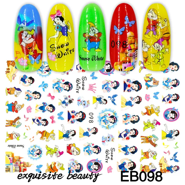 1PCS Disney Cartoon Anime Stitch Nail Sticker Mickey Mouse Donald Duck Nail Slider Dumbo Lion King Art Nail Decoration 098