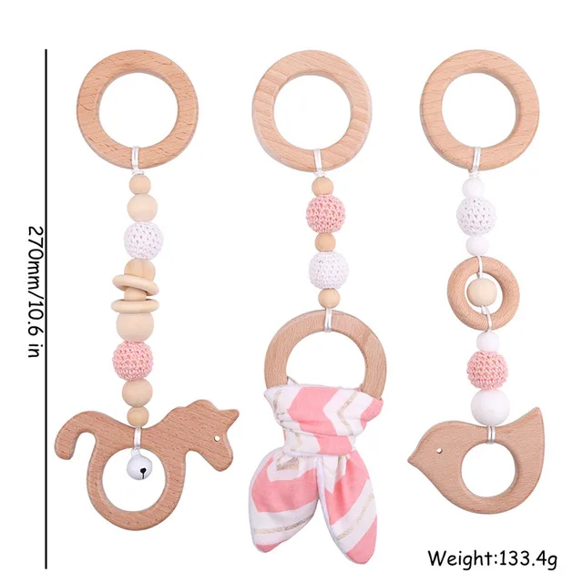 1Pc Baby Wooden Teethers Baby Gym Play Wooden Star Nordic Style BPA Free Beech Ring Rattle Newborn Educational Musical Toy Gifts 17