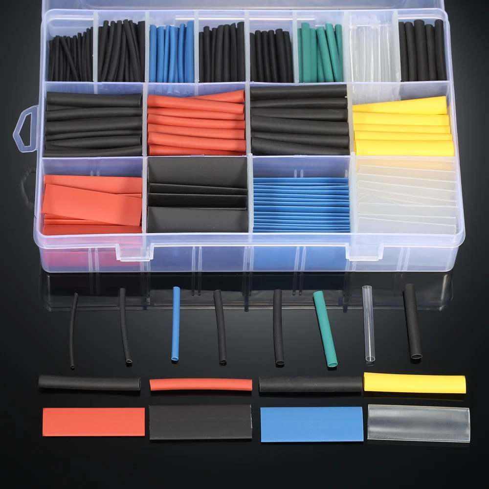 

Hot 580PCS Assorted 2:1 Polyolefin heat shrink tube Tubing Tube Halogen-Free cable sleeve Sleeving Wrap Wire Cable Kit