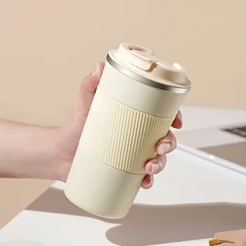 

380ml/500ml Portable Stainless steel 304 Coffee Mug With Non-slip Case Thermos Mug Travel Thermal Cup Thermosmug For Gifts