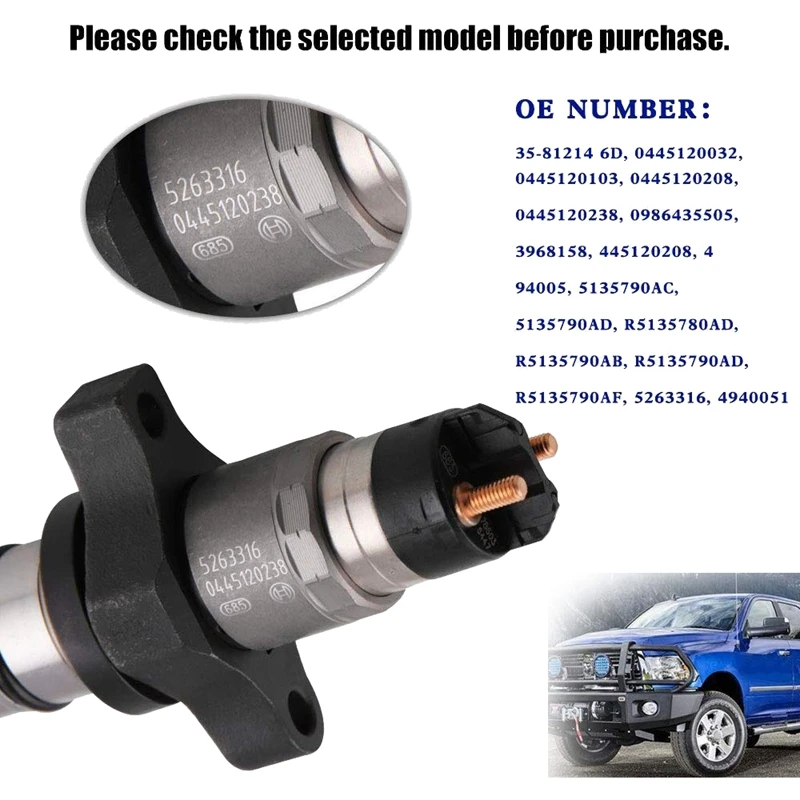 Дизель-общий рельсовый топливный инжектор 0445120238 0986435505 для Dodge ram Cummins 5.9L 2004-2009