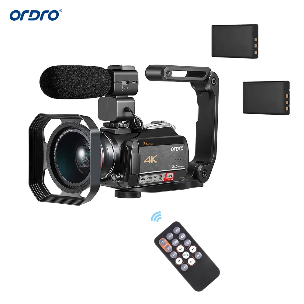 

ORDRO AC5 3.1 Inch IPS 24MP 12X WiFi Digital Video Camera Camcorder w/ 0.39X Wide Angle Lens+Lens Hood+Microphone+Camera Holder