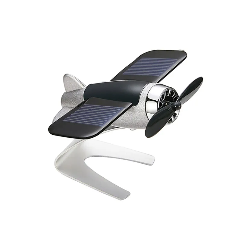 Солнечный автомобиль движения ароматерапия, орнамент окна движущийся авиационный самолет модель Солнечный маленький летательный вентилятор A1 - Цвет: Серебристый