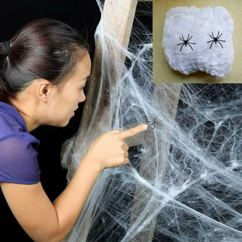 

Halloween Decorative Spider Web + 2Spiders Costume Party Haunted House Deco Festival Decor