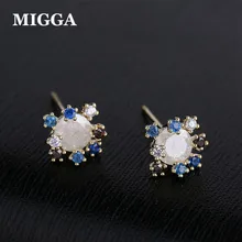 MIGGA цвет Прекрасный маленький кубический цирконий камень квадратные серьги золотистого цвета модные женские шпильки ювелирные изделия