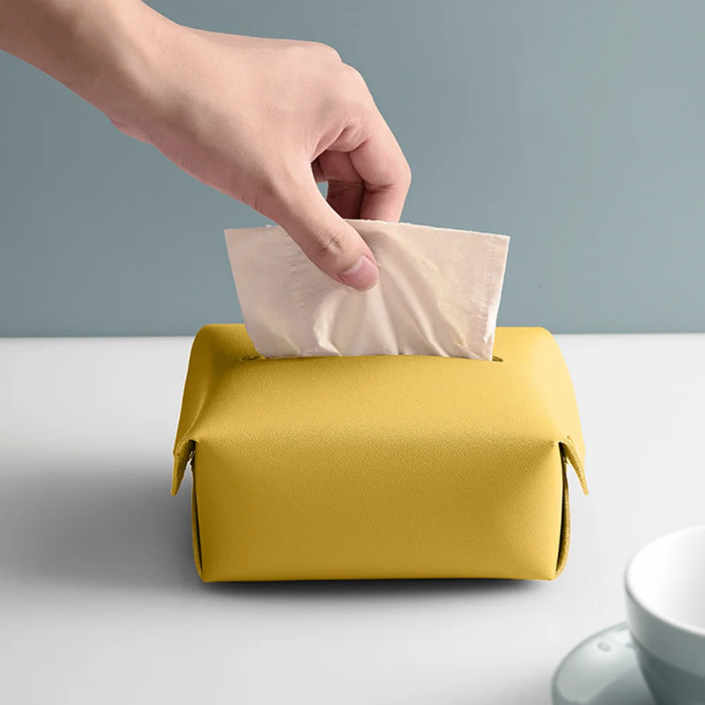Pouch Paper Container Living Room Home Car Napkin Holder Tissue Box Table Hotel Desktop Office Faux Leather Organizer #734