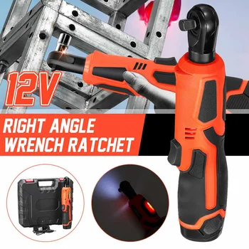 

Electric Wrench 12V 3/8" Cordless Ratchet Rechargeable 1.7Ah Li-ion Battery Right Angle Wrench Tool with 1 Battery 1 Charger Kit