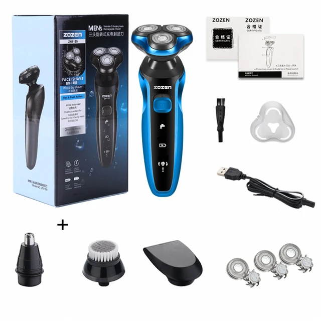 Electric Razor Electric Shaver Rechargeable Shaving Machine for Men Beard Razor Wet-Dry Dual Use Water Proof Fast Charging ZN1159-Blue 03