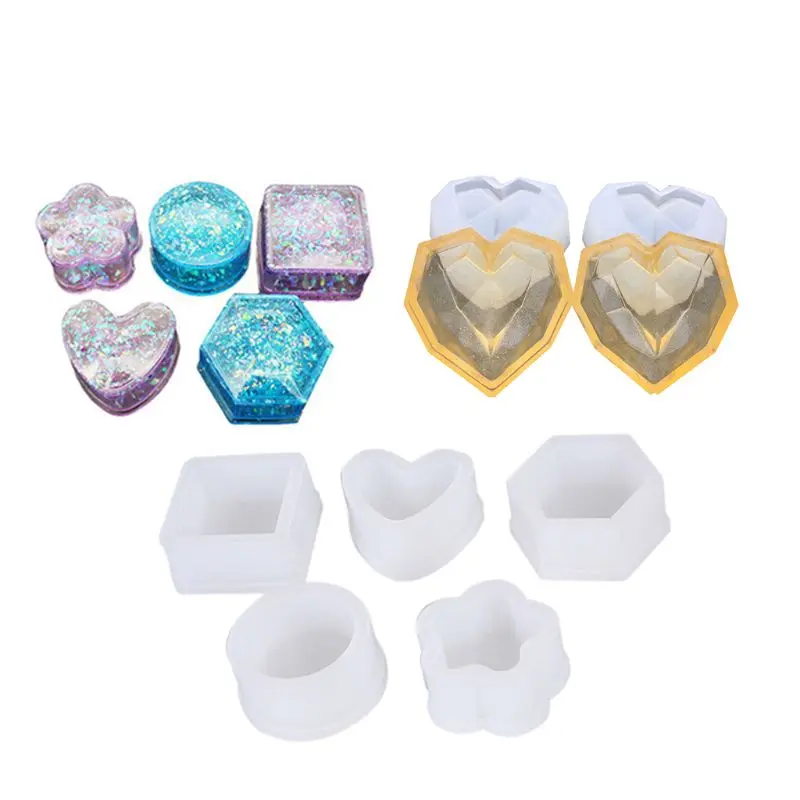 

Jewelry Box SILICONE Molds-SAKURA Hexagon Resin Casting Molds,Medium Size Trinket Box Stash Box Molds