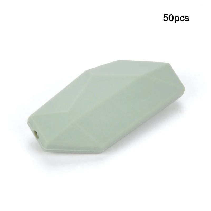 LOFCA, 50 шт., силиконовая форма, лист, бусины, пищевая, без бисфенола, для детей, жевательные Силиконовые Прорезыватели, сделай сам, ожерелье, подвеска, игрушка для детей - Цвет: Seafoam
