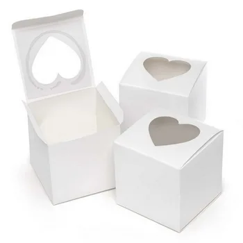 

Paper Box with Window White Kraft Paper Gift Box Cake Dragees Packaging for Wedding Home Party Muffin Packaging