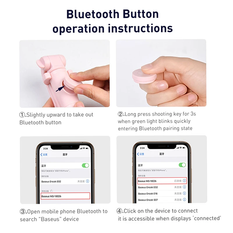 Штатив для селфи Baseus с Bluetooth для iPhone 11 Xs, Xr, X, 8, Xiaomi mi, huawei, samsung, мобильный телефон, mi ni, монопод для селфи