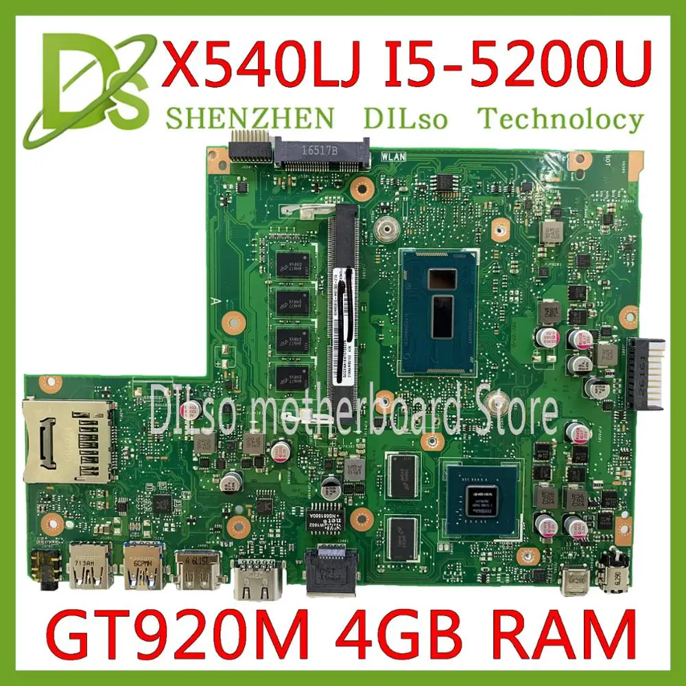 KEFU X540LJ motherboard For ASUS X540L F540LA X540LA Laptop motherboard 4G RAM I5-5200U GT920M-2GB REV2.1 Test work 100%