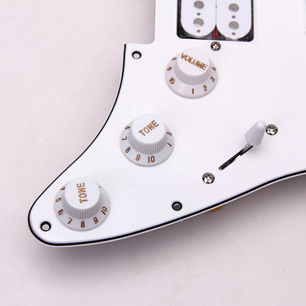 Loaded Prewired Electric Guitar Pickguard Pickups 11 Hole HSH White